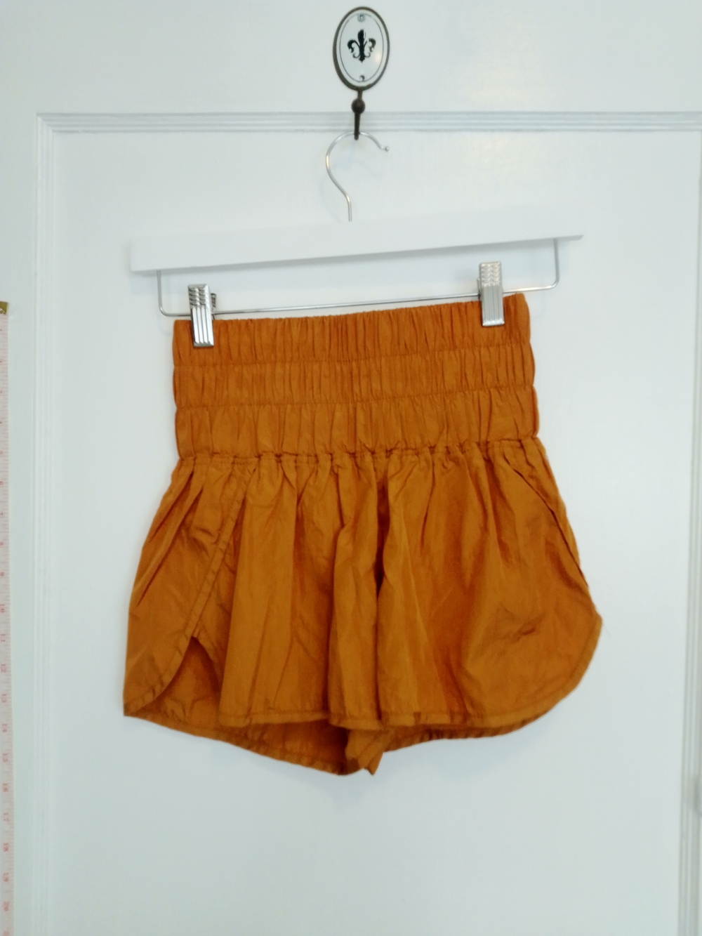 Free People Rust Orange Smocked High-Rise Athletic Shorts XS